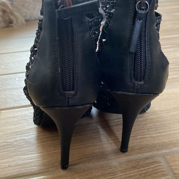 Zigisoho- Black sparkle rhinestone lattice heels- Womens size 8.5 - Picture 9 of 12